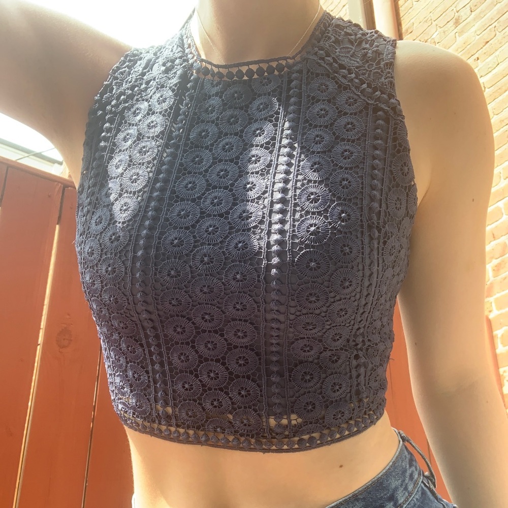 Abercrombie & Fitch Navy Crochet Crop Top